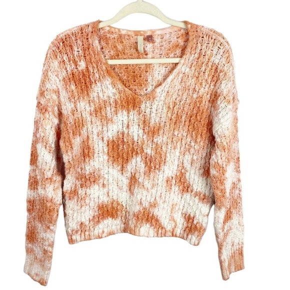 Anthropologie Pilcro Christian V-Neck Sweater Chunky Pullover Knit Coral Size XS - Picture 2 of 8